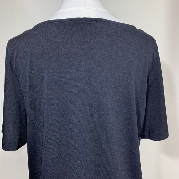 H&M Black Short Sleeve Blouse Women’s Size S Boat Neck Stretchy Polyester Top - Picture 4 of 7